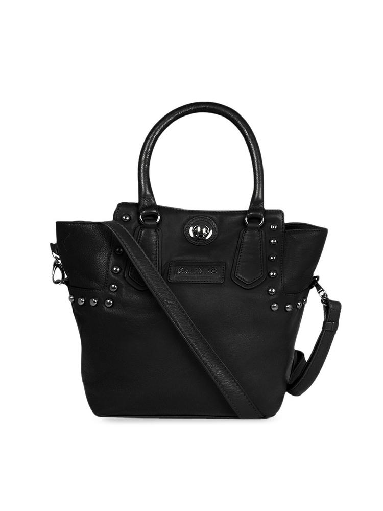 CALFNERO Black Leather Structured Shoulder Bag