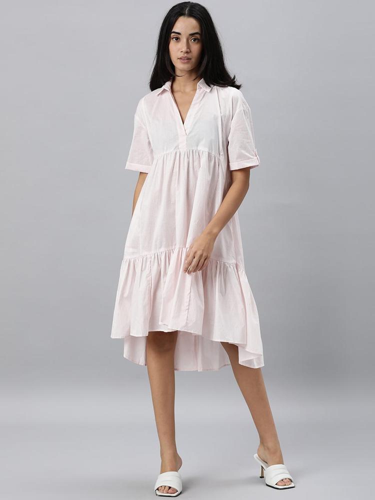 RAREISM Pink A-Line Midi Dress