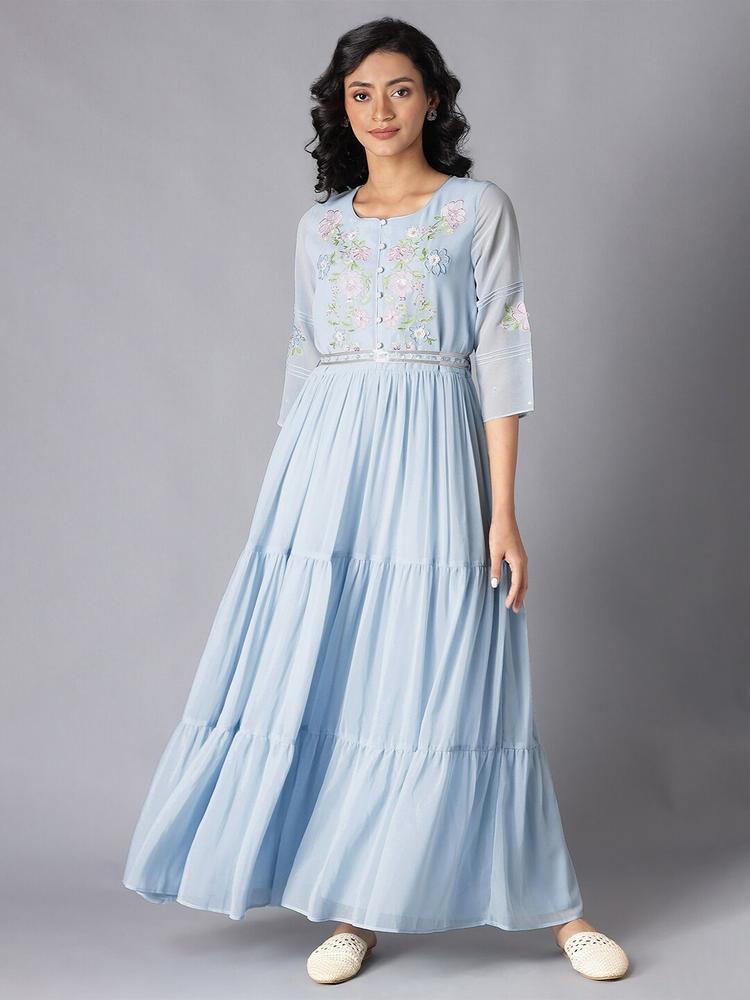 WISHFUL Blue Ethnic Maxi Dress