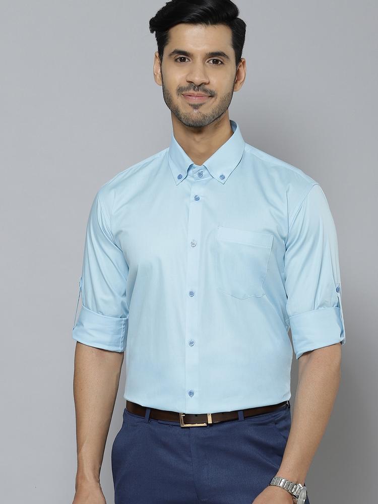 DENNISON Men Blue Solid Smart Slim Fit Water Repellent Shirt