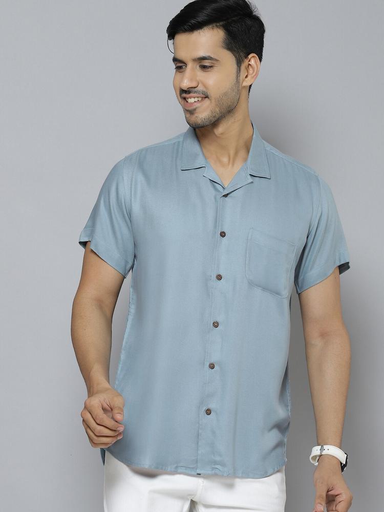 DENNISON Men Blue Solid Smart Slim Fit Casual Shirt