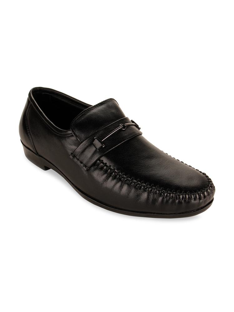 Regal Men Black Solid Slip-On Loafers
