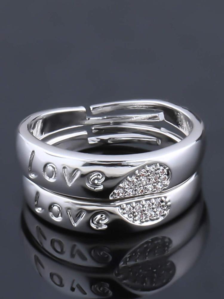 Silver Shine Unisex Silver-Plated couple Ring set