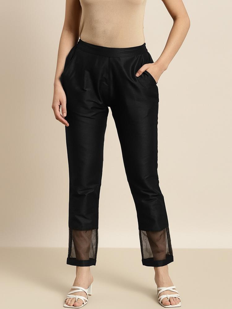 Shae by SASSAFRAS Women Black Pencil Tapered Fit Trousers