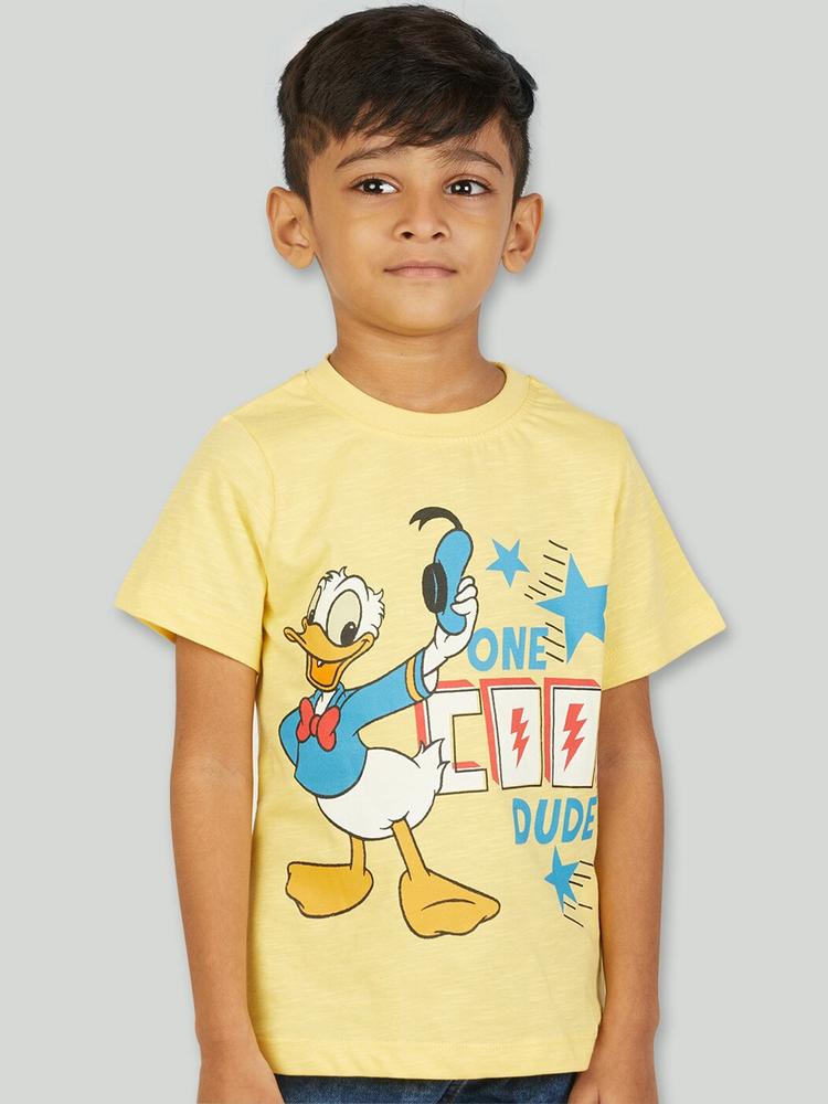 Zalio Boys Yellow Disney Donald Duck Printed T-shirt