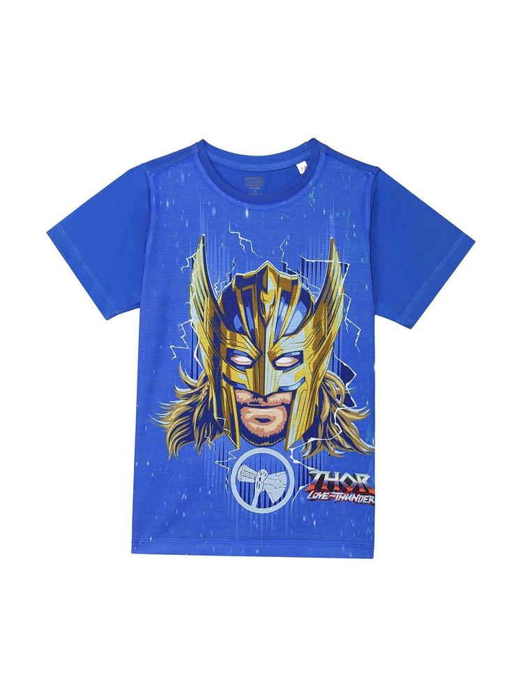Marvel by Wear Your Mind Boys Blue Printed Cotton T-shirt