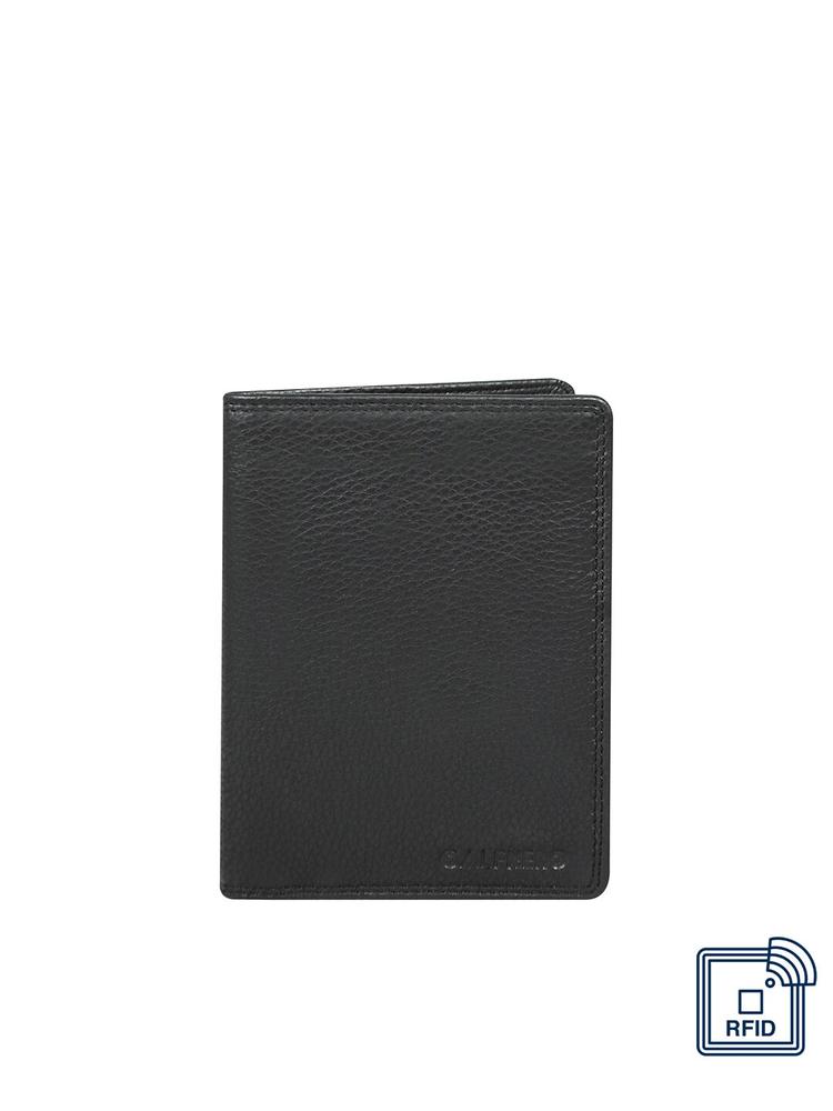 CALFNERO Unisex Black Leather Passport Holder