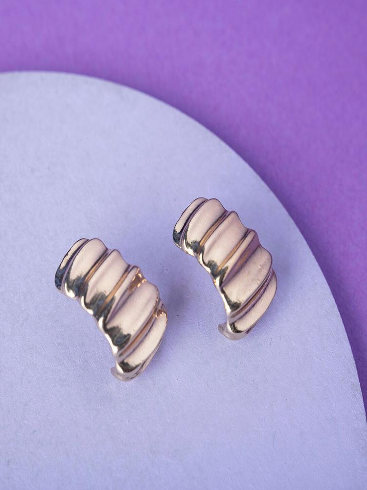 Jewelz Gold-Plated Contemporary Half Hoop Earrings