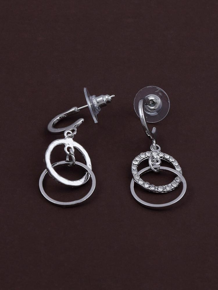 Silver Shine Women White Delicate Charm Contemporary Drop Earrings