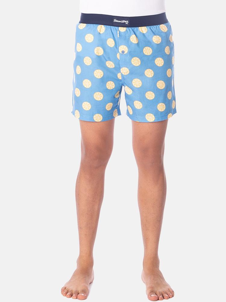 SMUGGLERZ INC. Men Blue & Yellow Printed Pure Cotton Boxers