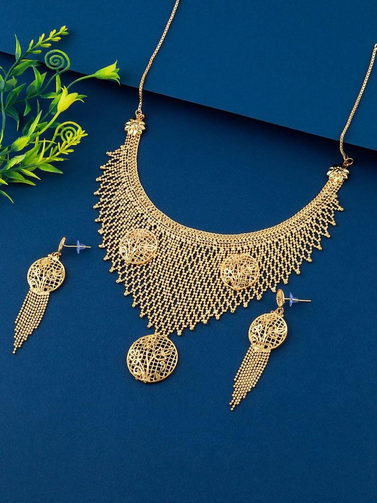 Silver Shine Women Gold Plated Gold Designer Jewellery Set
