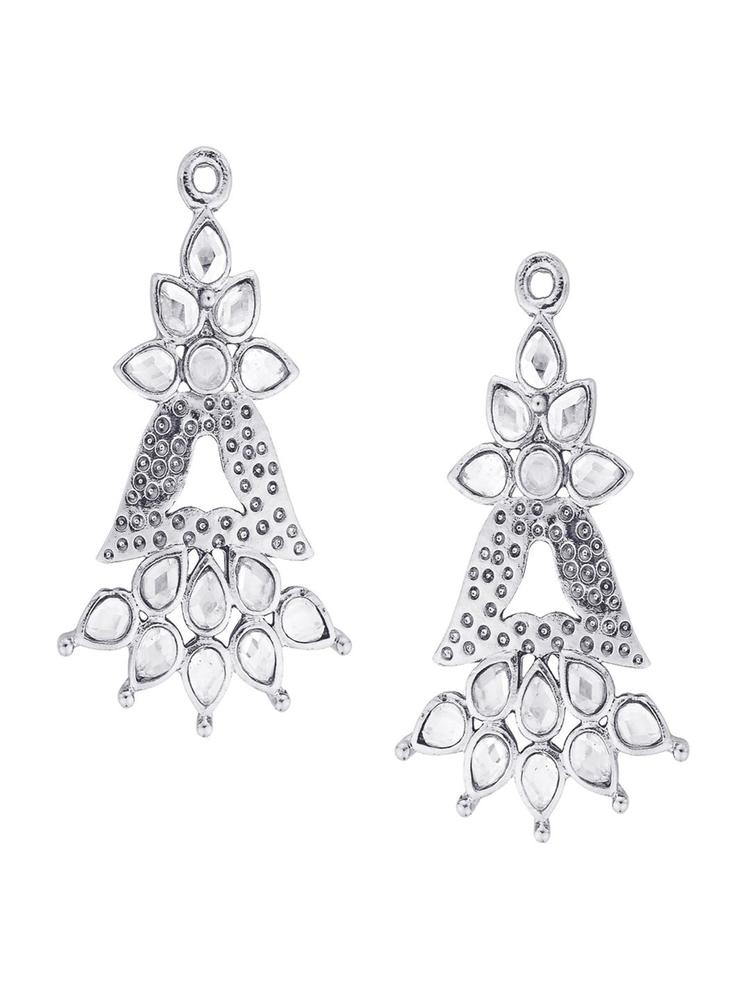 Kshitij Jewels Women Silver-Plated Contemporary  Metal Drop Earrings