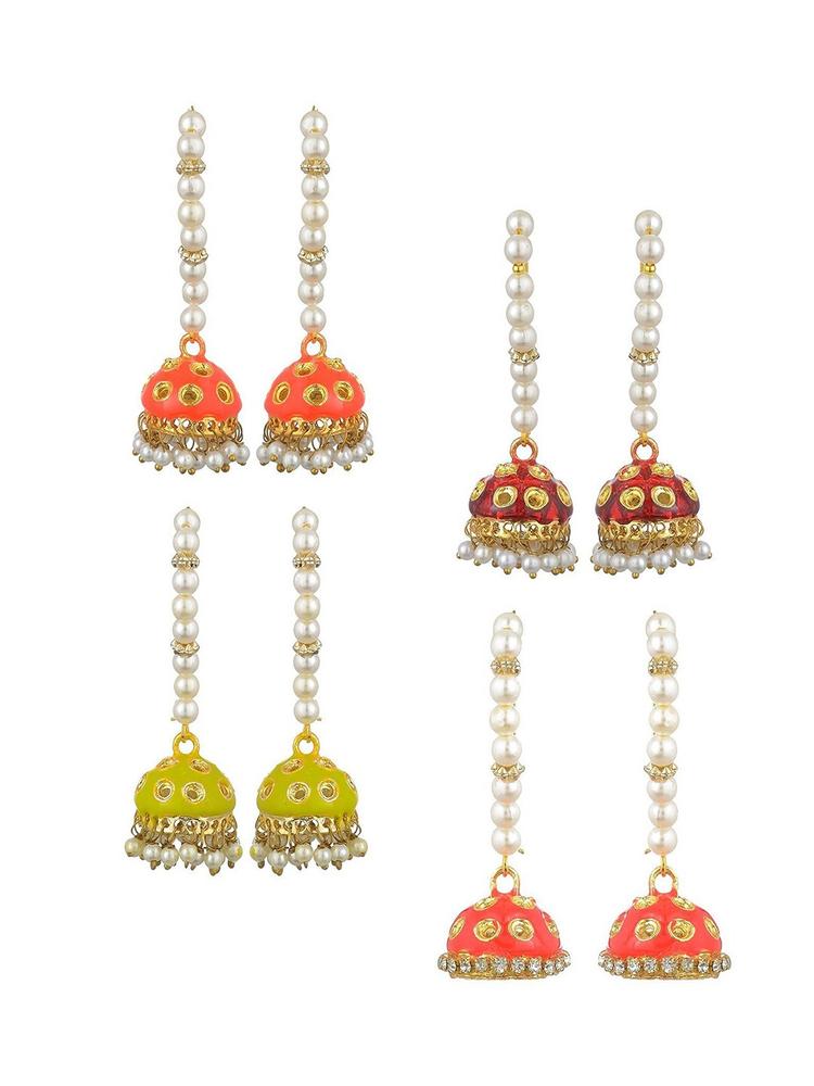 Kshitij Jewels Multicoloured Contemporary Jhumkas Earrings