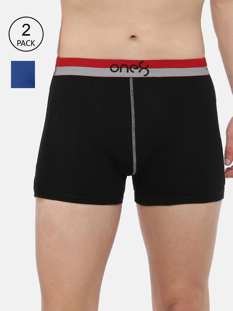 one8 by Virat Kohli Men Pack Of 2 Solid Cotton Trunk ONE8_714_BLK_RBLU_2PC