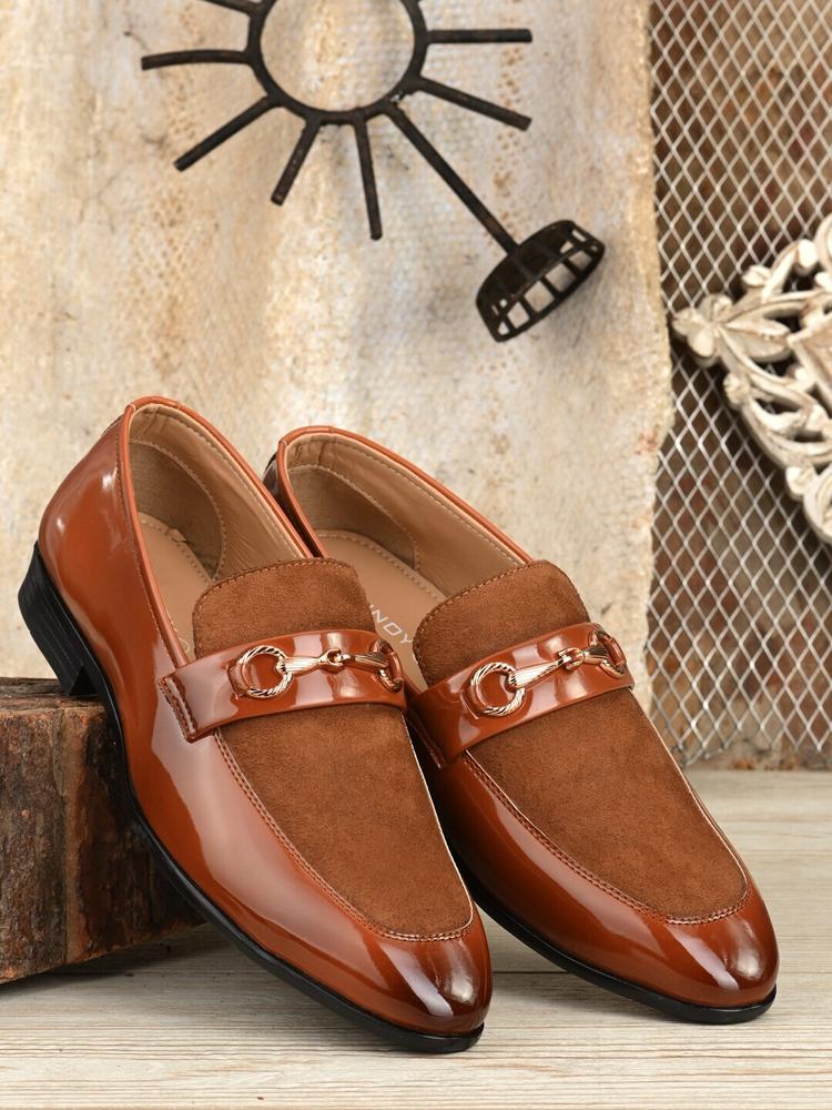 FINNOY Men Tan Textured Formal Shoes