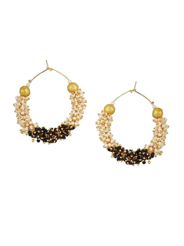 Kshitij Jewels Gold-Toned & White Contemporary Hoop Earrings