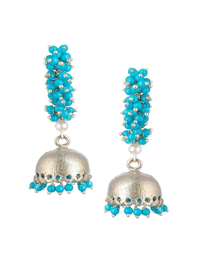 Kshitij Jewels Blue Dome Shaped Jhumkas Earrings