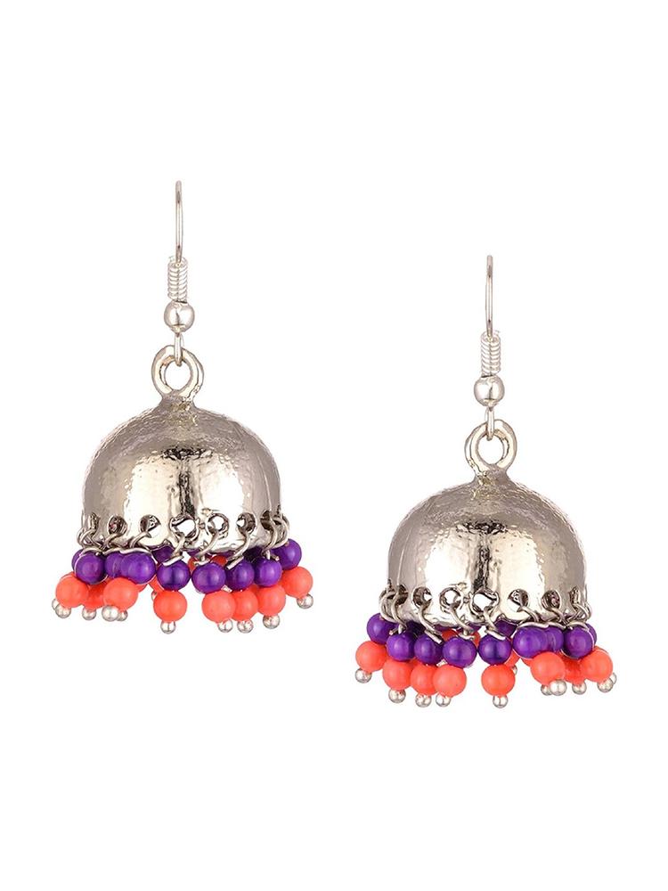 Kshitij Jewels Women Silver-Toned Contemporary Jhumkas Earrings