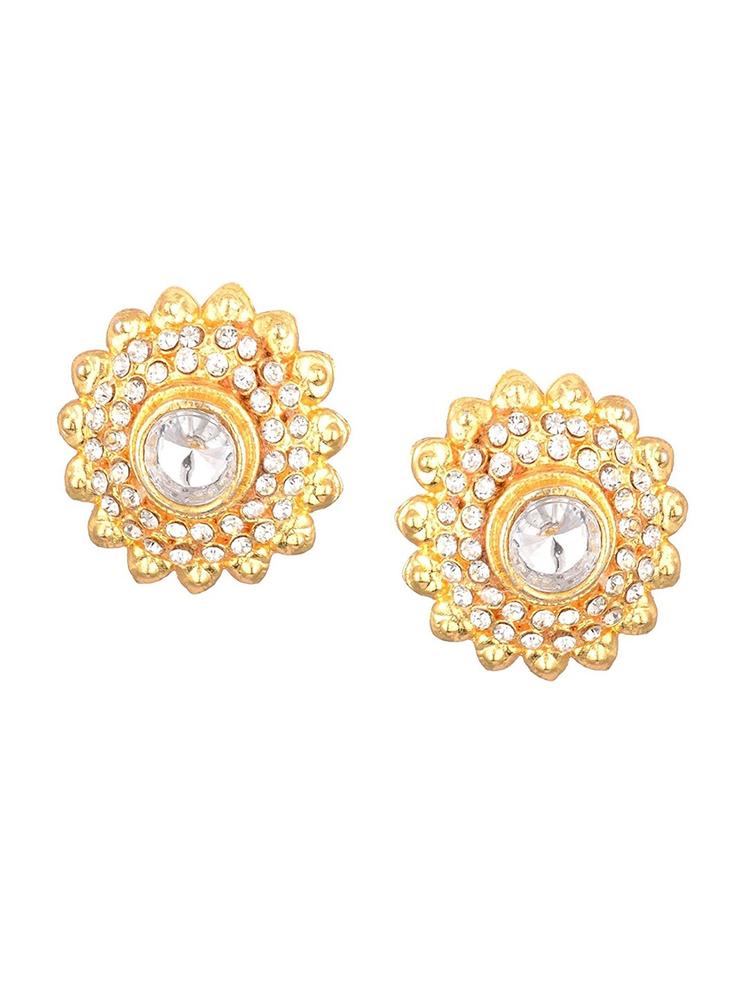 Kshitij Jewels White & Gold-Plated Contemporary Studs Earrings