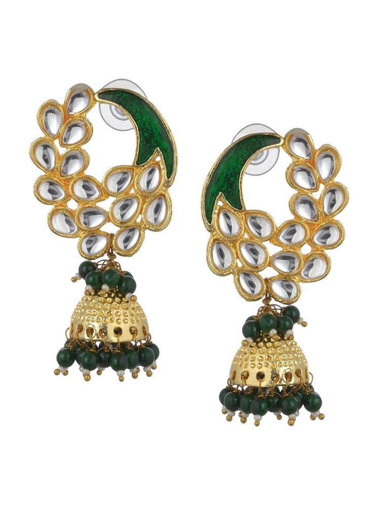 Kshitij Jewels Green Contemporary Jhumkas Earrings