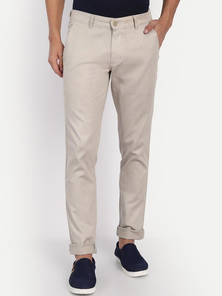 TAHVO Men Grey Comfort Slim Fit Trousers