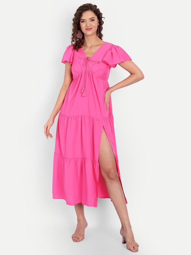 MINGLAY Pink Crepe Dress