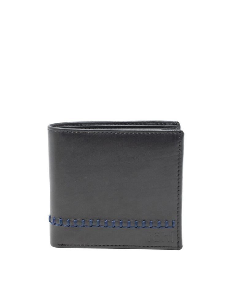 tohl Men Black Leather Two Fold Wallet