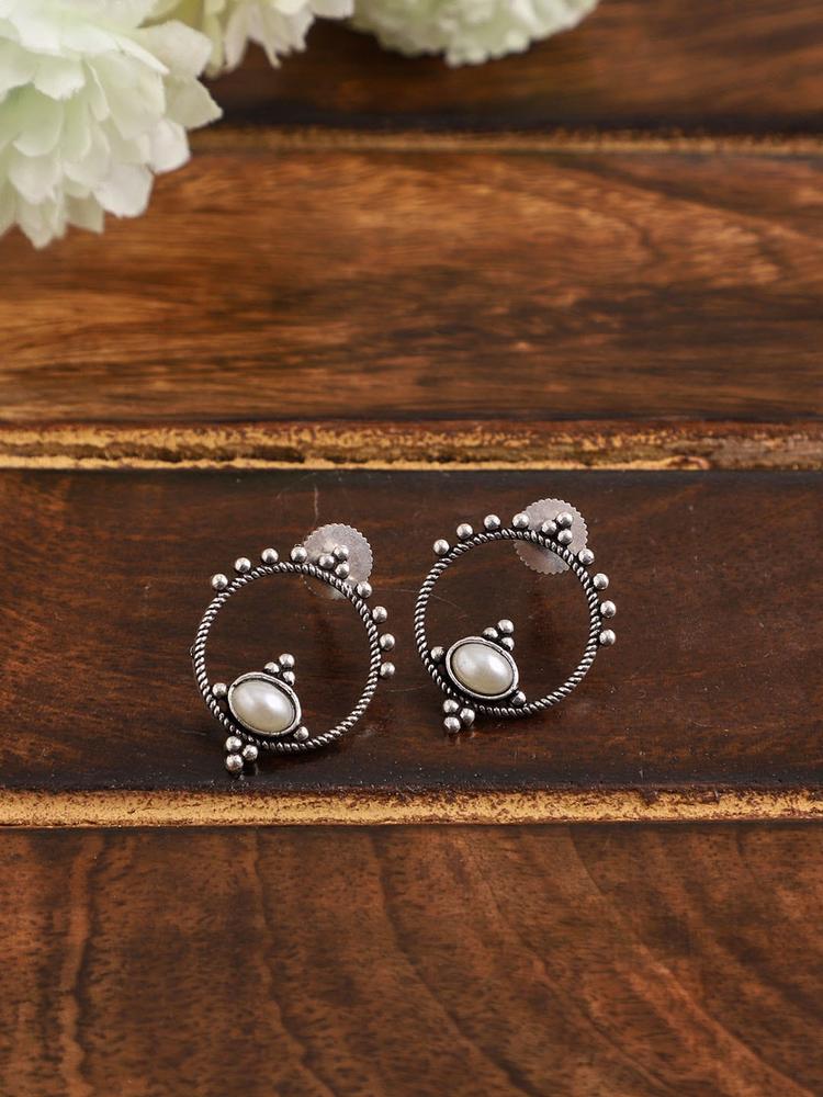 VENI Silver-Toned Circular Earrings