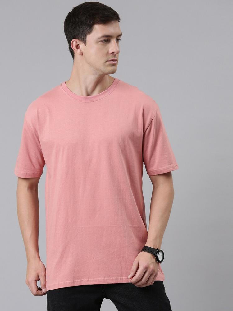 recast Men Pink Pure Cotton Bio Finish Loose T-shirt