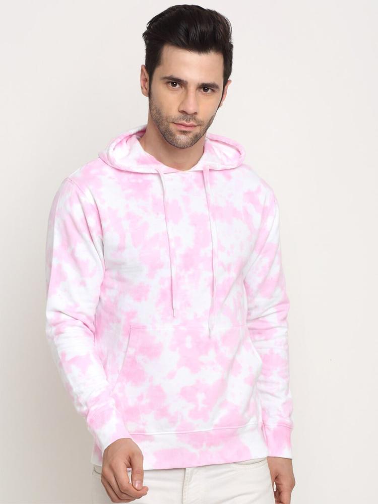 Ennoble Men Pink Printed Hooded Sweatshirt