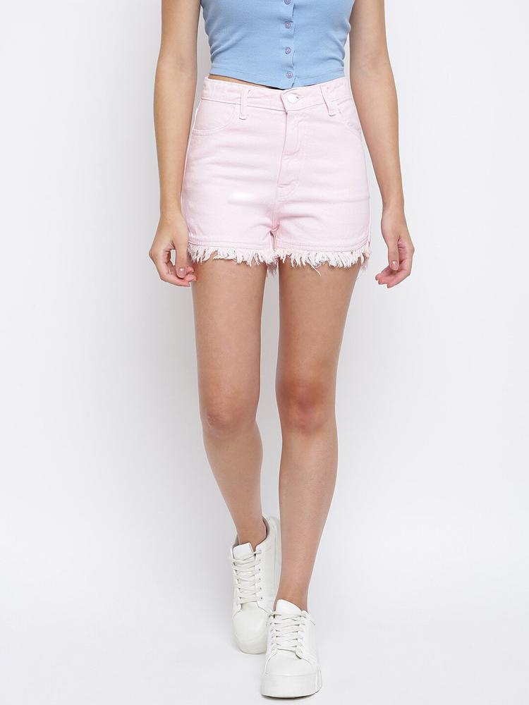 Belliskey Women Pink Denim Shorts