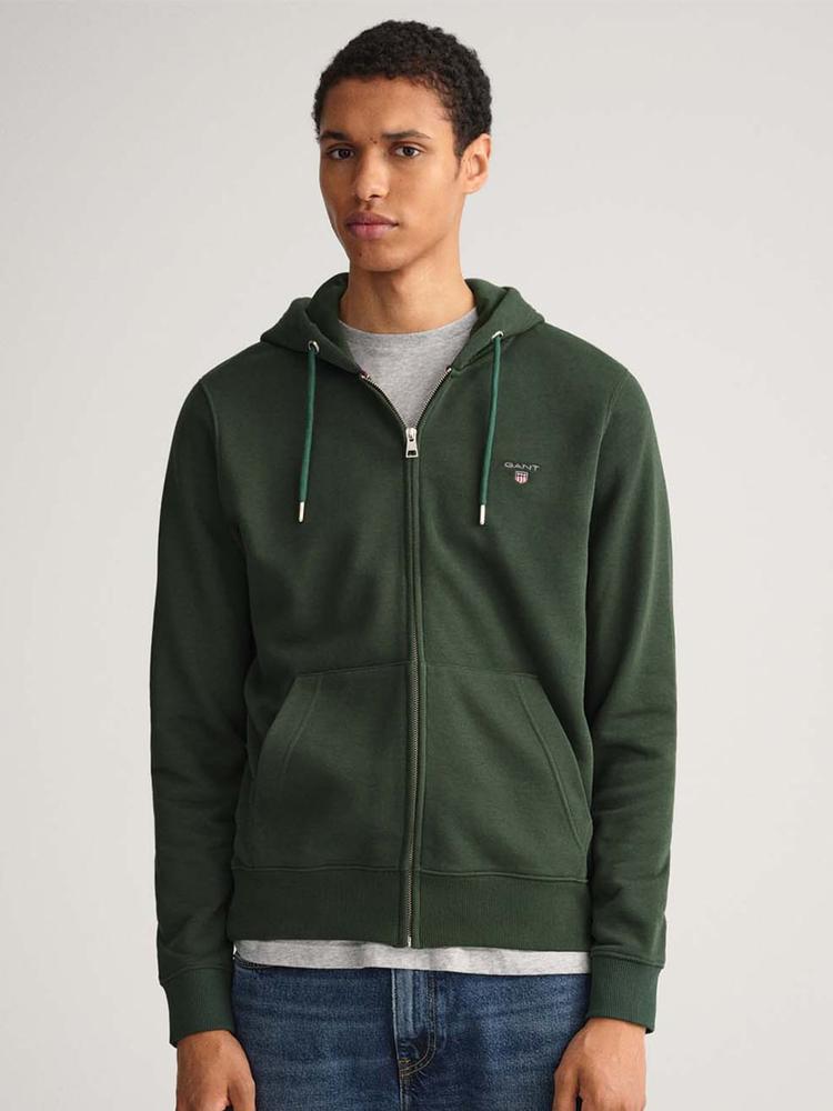 GANT Men Green Solid Regular Fit Sweatshirt