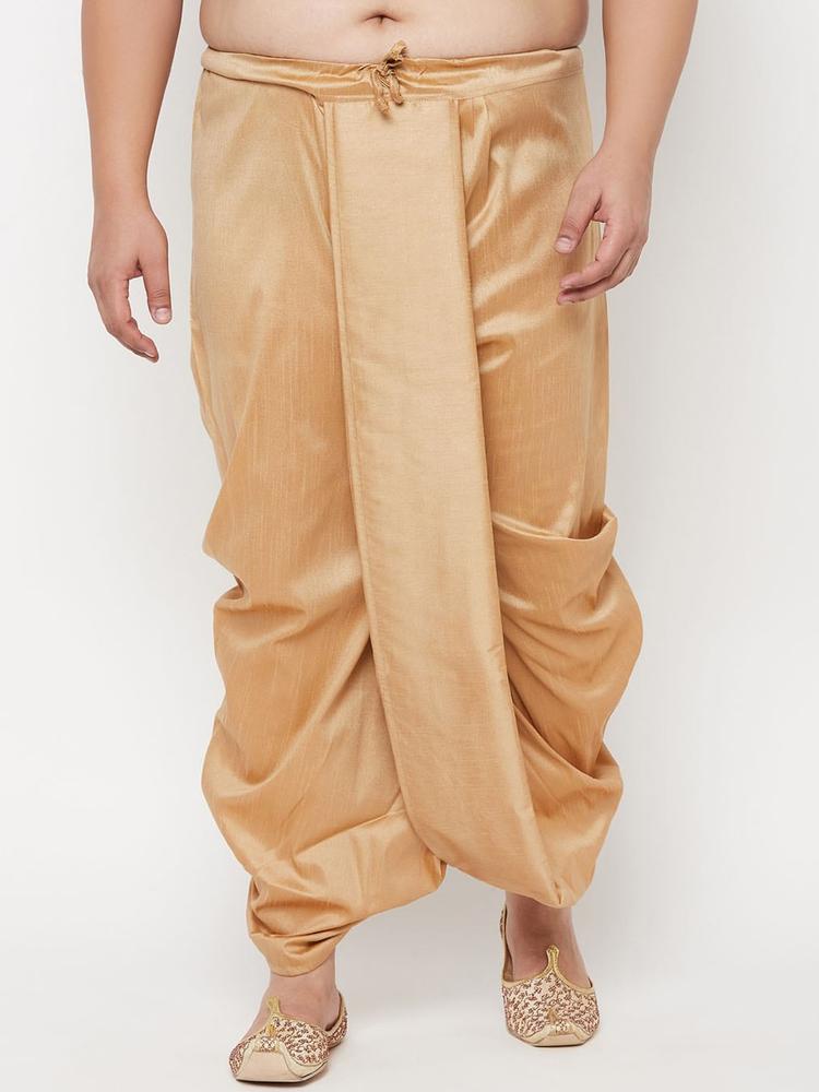 VASTRAMAY PLUS Men Gold-Coloured Solid Relaxed-Fit Dhoti Pants
