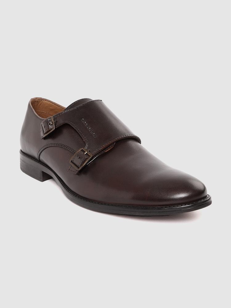CLOG LONDON Men Brown Leather Formal Monk Shoes