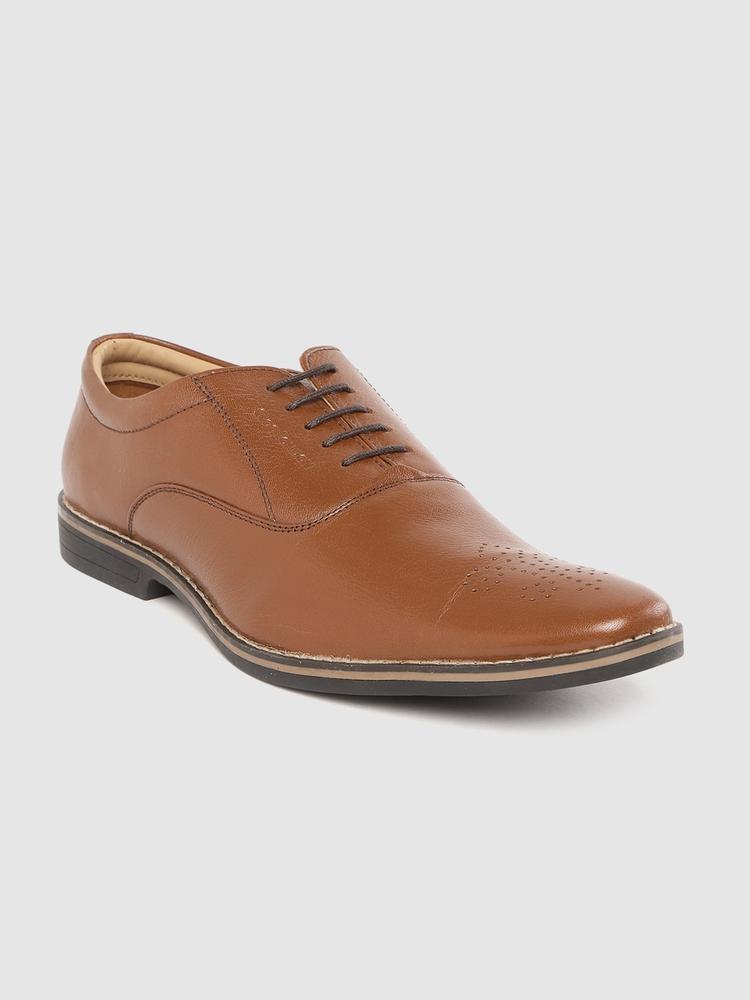CLOG LONDON Men Tan Brown Formal Leather Brogue Shoes