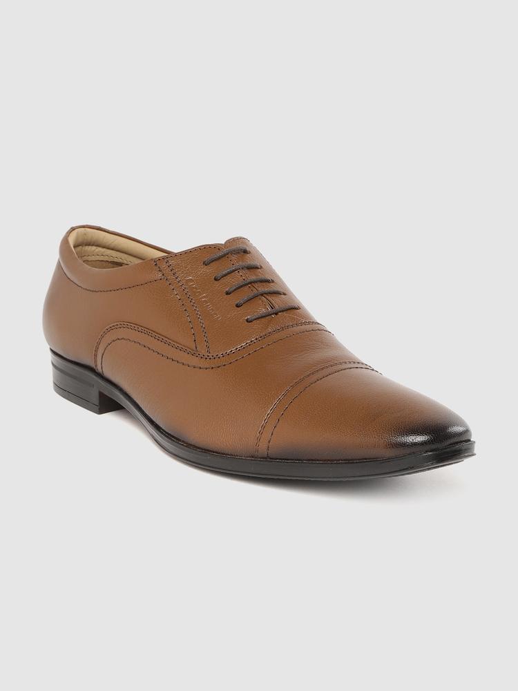 CLOG LONDON Men Tan Brown Leather Formal Oxford Shoes