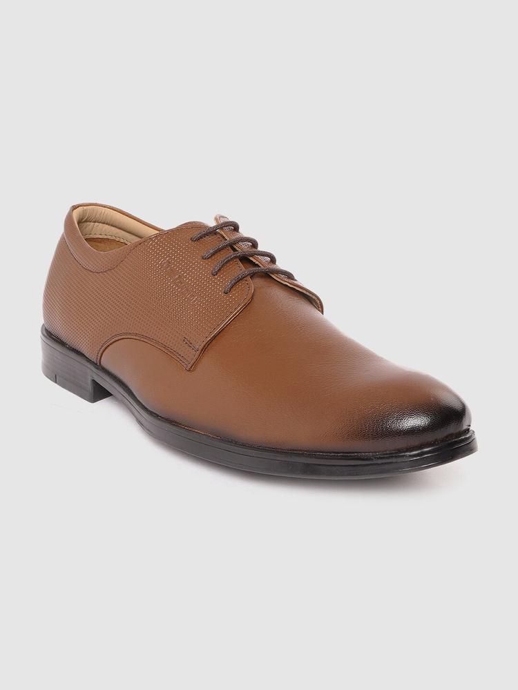 CLOG LONDON Men Tan-Coloured Formal Leather Derby Shoes