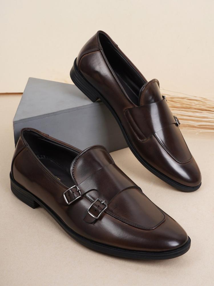 Style Shoes Men Brown PU Casual  Slip On Loafers