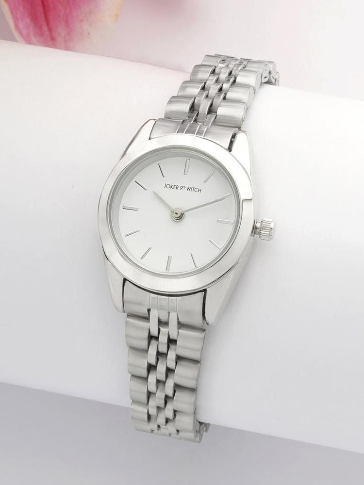 JOKER & WITCH Women White Dial & Silver Toned Stainless Steel Straps Analogue Watch