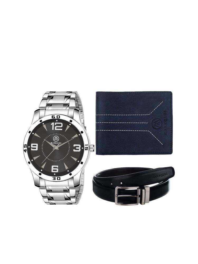 MARKQUES Men Silver-Toned & Blue Solid Accessory Gift Set