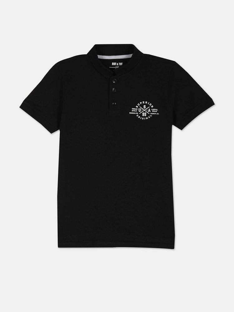 RUF & TUF Boys Typography Printed Polo Collar Pure Cotton T-shirt