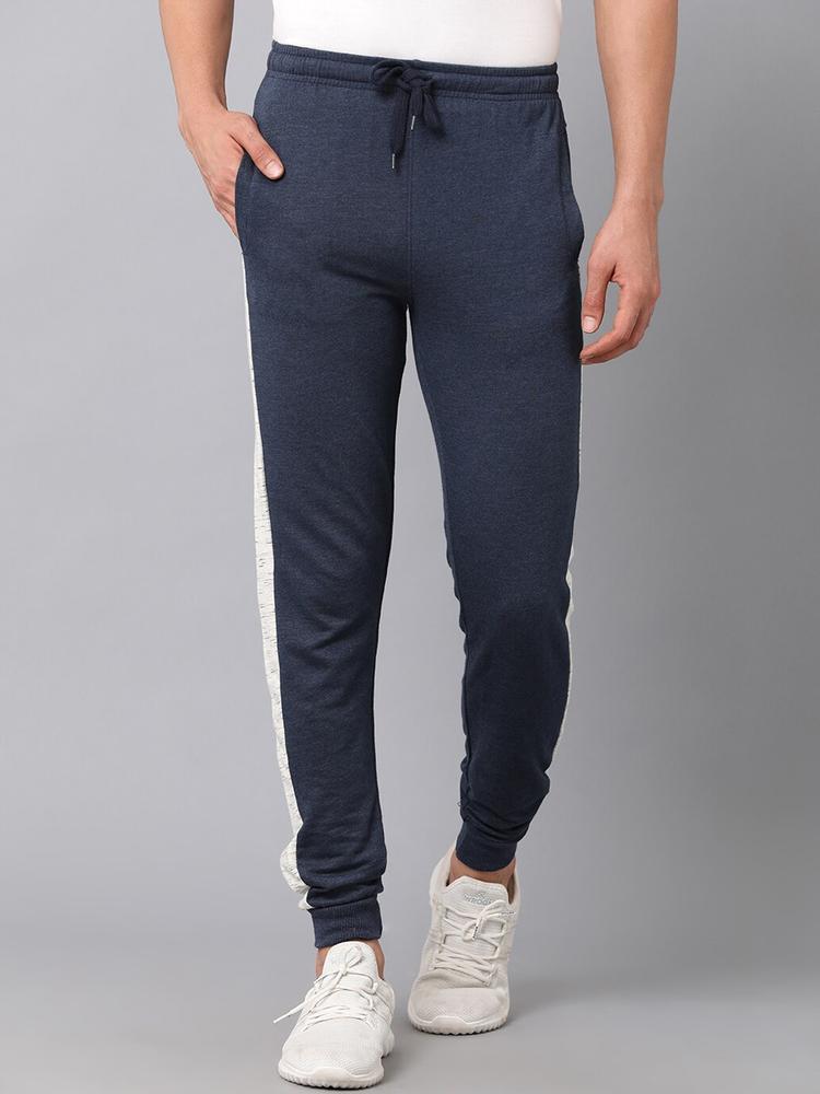 MADSTO Men Navy Blue Solid Slim-Fit Cotton Joggers