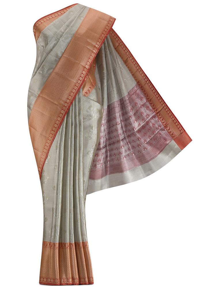 Nalli Next Woman Silver-Toned Woven Design Art Silk Saree