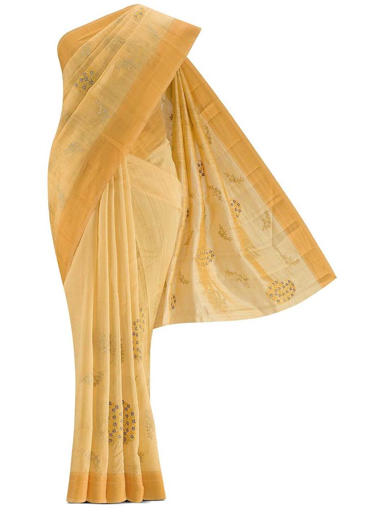 Nalli Next Woman Yellow Woven Design Embroidered Art Silk Saree