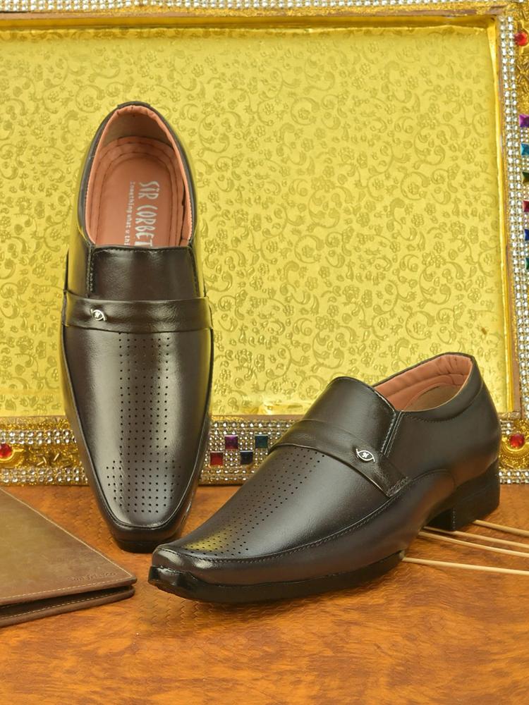 Sir Corbett Men Brown Solid Formal Slip-On Shoes