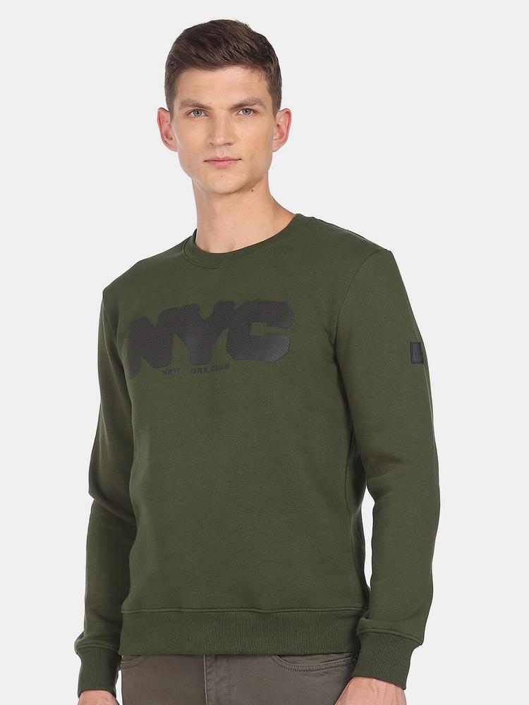 Arrow New York Men Green Printed Sweatshirt