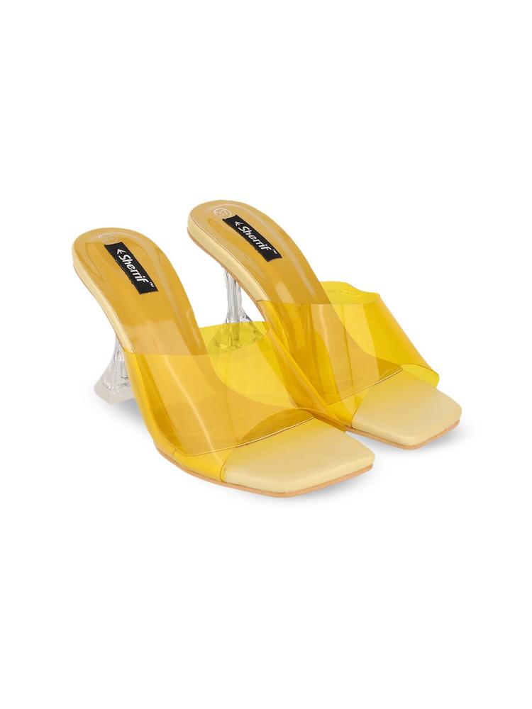 Sherrif Shoes Women Yellow Party Block Mules