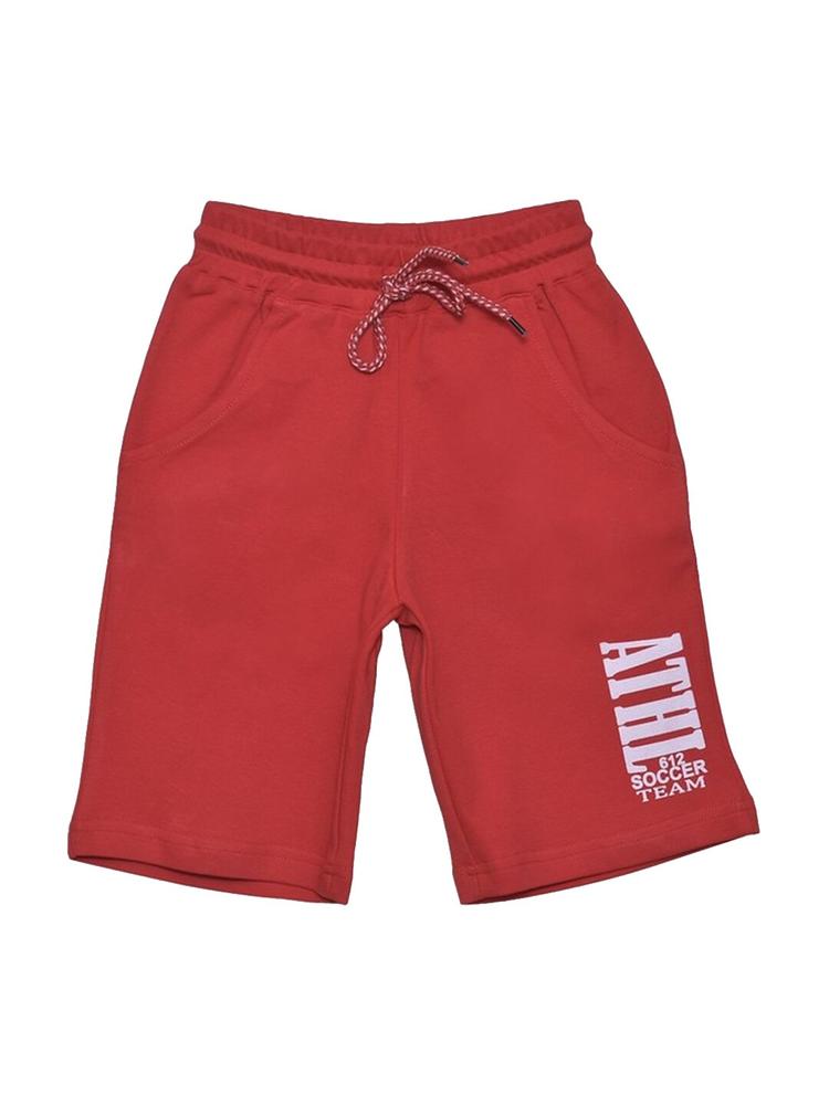 612League Boys Red Typography Printed Running Shorts