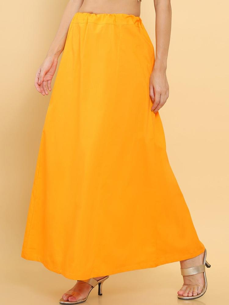 Soch Women Yellow Solid Cotton Saree Petticoat
