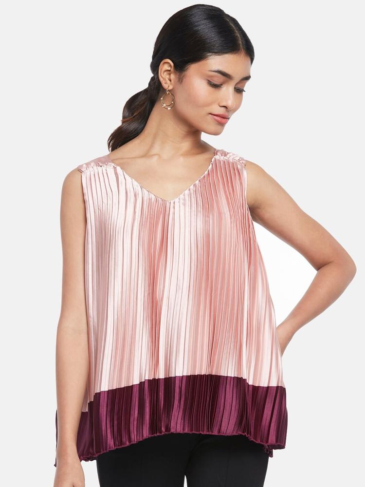 Annabelle by Pantaloons Women Pink Striped Top